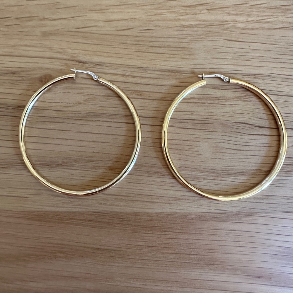 Awe Inspired 50MM 14K yellow gold vermeil hoop earrings, sold out